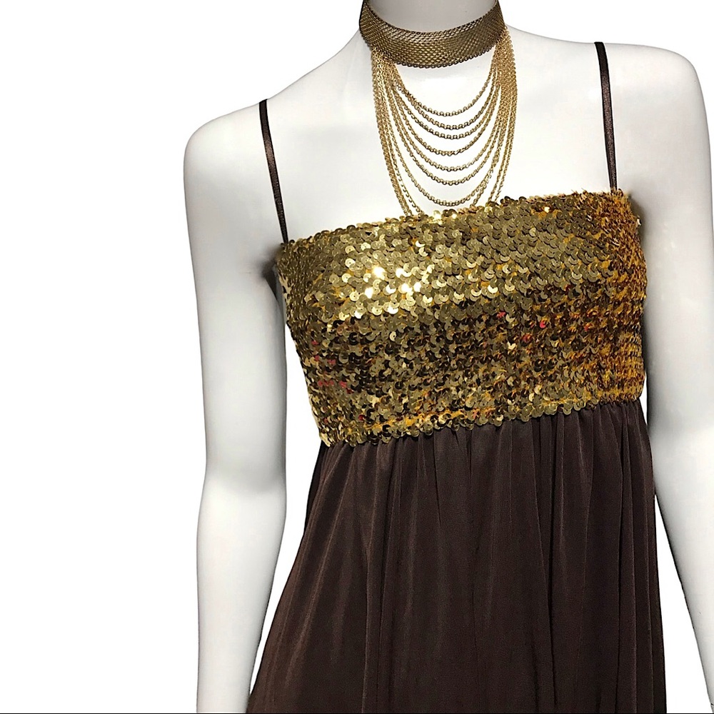 Ruby Rox Babydoll Mini Dress with Ruffles and Gold Sequins - Picture 2 of 6
